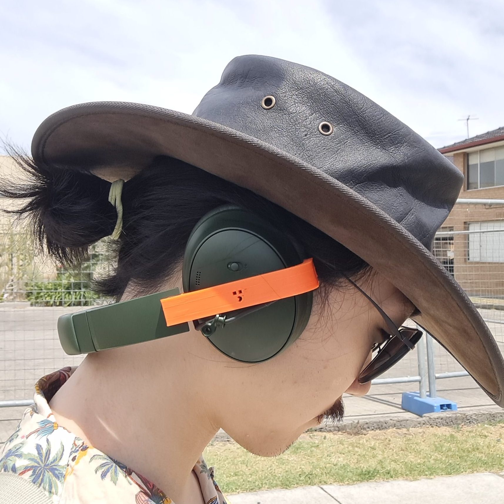Horizontal Headphones and Hat on my head