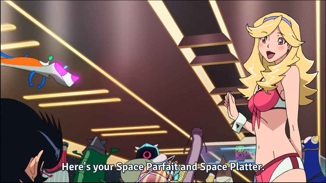 Screenshot from Space Dandy with original subtitles