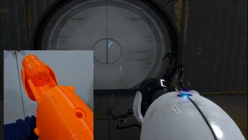 Portal Gun Prototype next to Game Model